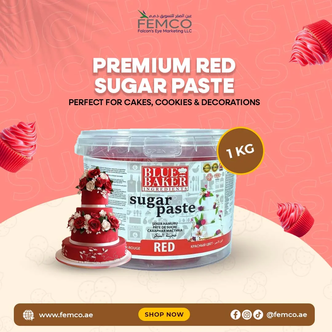Red Sugar Paste 1kg Pail