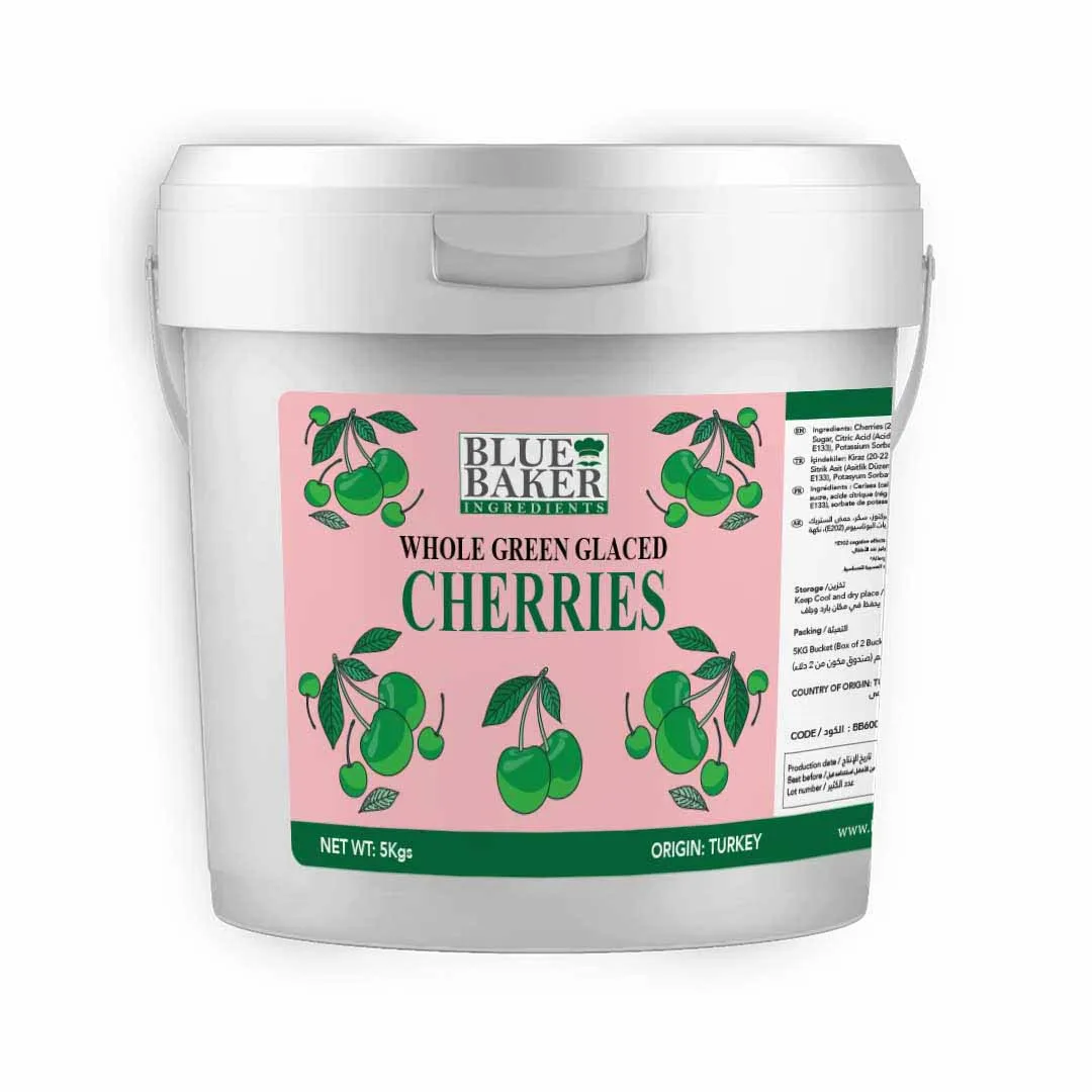 Whole Green Glaced Cherries 5kg Pail