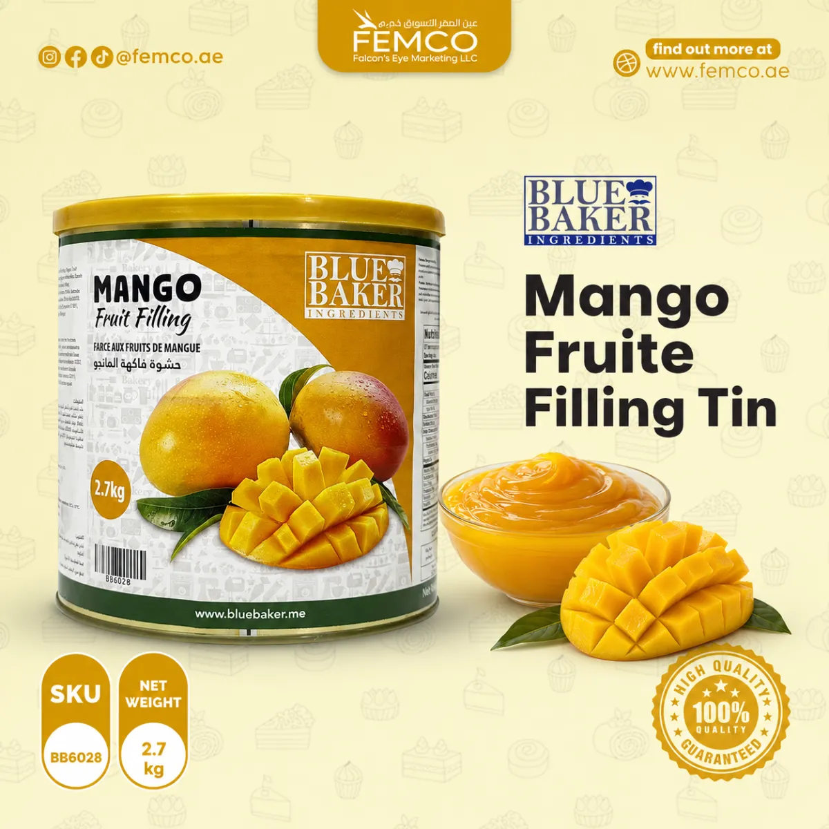 Mango Fruit Filling Tin of 2.7kg