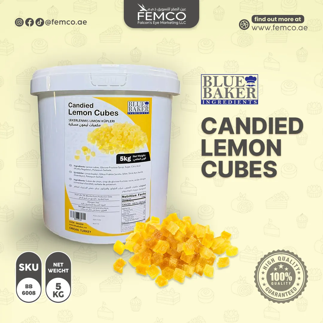 Candied Lemon Cubes 5kg Pail