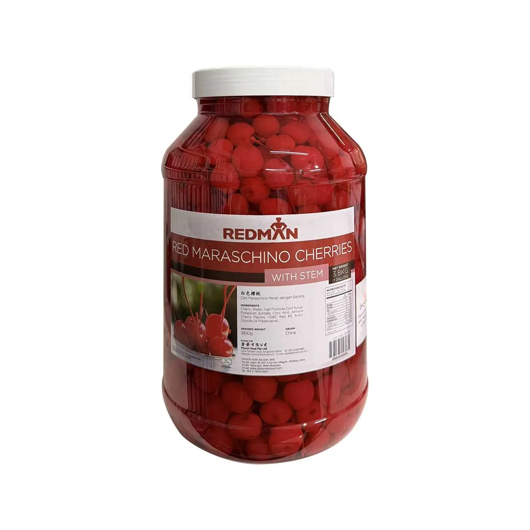 Maraschino Cherries with Stem Red 3.8kg